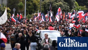 Tens of thousands march on NZ parliament in protest against bill to reinterpret founding treaty with Māori