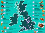 The Deliveroo map of Britain: Interactive chart reveals the 30 favourite dishes ordered across the UK - from a whole CUCUMBER in London to protein bars in Brighton