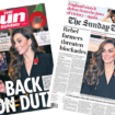 The Papers: Kate 'back on duty' and tax hike 'backlash'