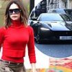 Victoria Beckham cuts a stylish figure in a red jumper and brown trousers as she heads to her Dover Street store in her flashy £227,000 Ferrari