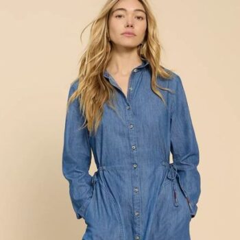 White Stuff restocks all sizes of bestselling denim midi dress and it's now on sale for £47 less