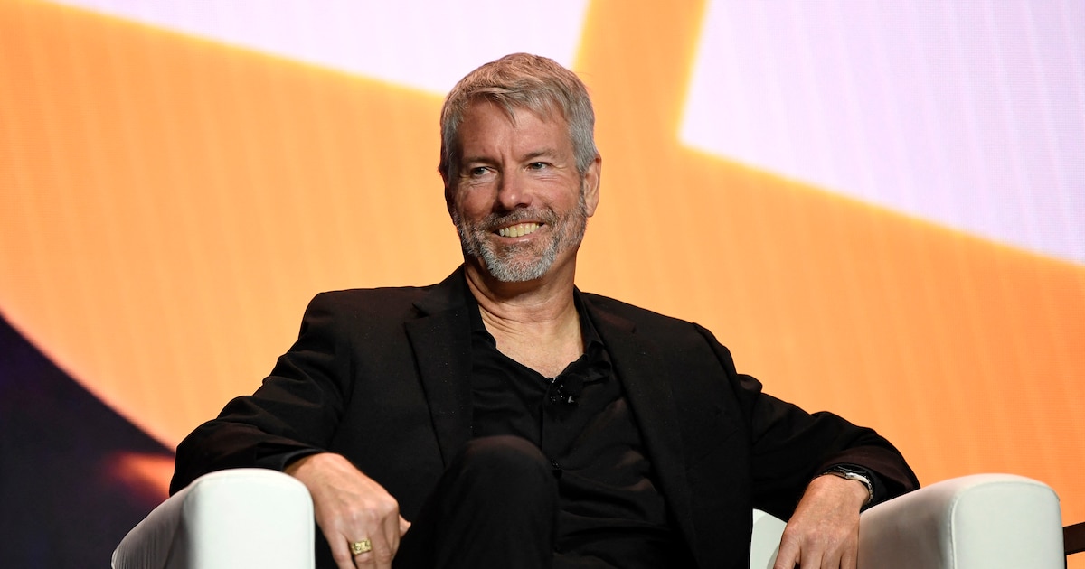 MIAMI BEACH, FLORIDA - MAY 19: Michael Saylor speaks on stage during Bitcoin Conference 2023 at Miami Beach Convention Center on May 19, 2023 in Miami Beach, Florida.   Jason Koerner/Getty Images for Bitcoin Magazine/AFP (Photo by Jason Koerner / GETTY IMAGES NORTH AMERICA / Getty Images via AFP)