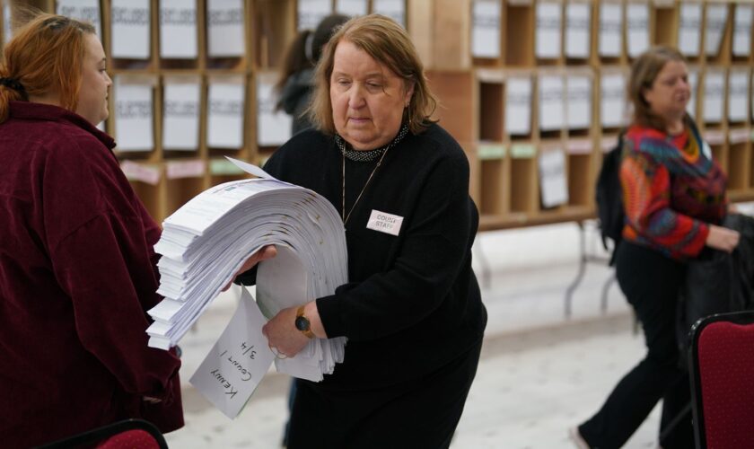 Counting continues for Ireland's General Election at Nemo Rangers GAA Club after Cork North Central candidate Mick Barry, for Solidarity, requested a recount. Picture date: Monday December 2, 2024.