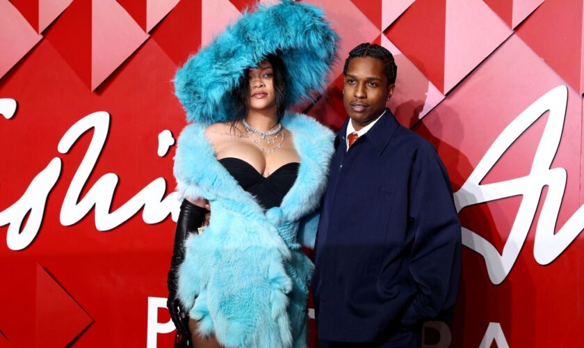 Rihanna and ASAP Rocky pose on the red carpet of The Fashion Awards 2024 at the Royal Albert Hall in London, Britain, December 2, 2024