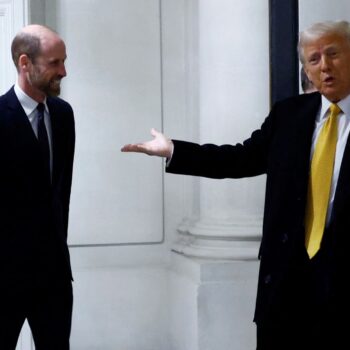 Prince William meets US president-elect Donald Trump in Paris. Pic: Reuters