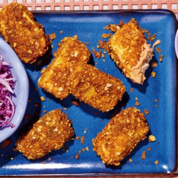 Peanut tofu fingers with zingy slaw: A crispy, crunchy air fryer delight