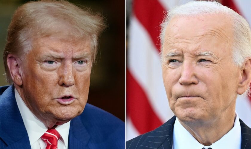 Un combo photo créé le 7 novembre 2024 montrant Donald Trump et Joe Biden