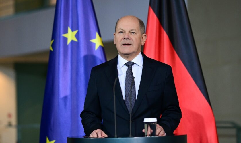 Le chancelier allemand Olaf Scholz fait une déclaration, le 11 décembre 2024 à Berlin, quelques jours avant le vote de confiance au Bundestag contre lui prévu le 16 décembre 2024