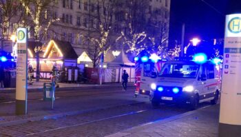 Emergency services on duty at the Christmas market. Pic: D'rthe Hein/picture-alliance/dpa/AP