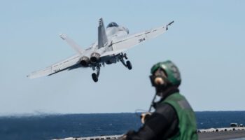 An F/A-18E Super Hornet takes off from the USS Harry S Truman in April 2019. File pic: US navy