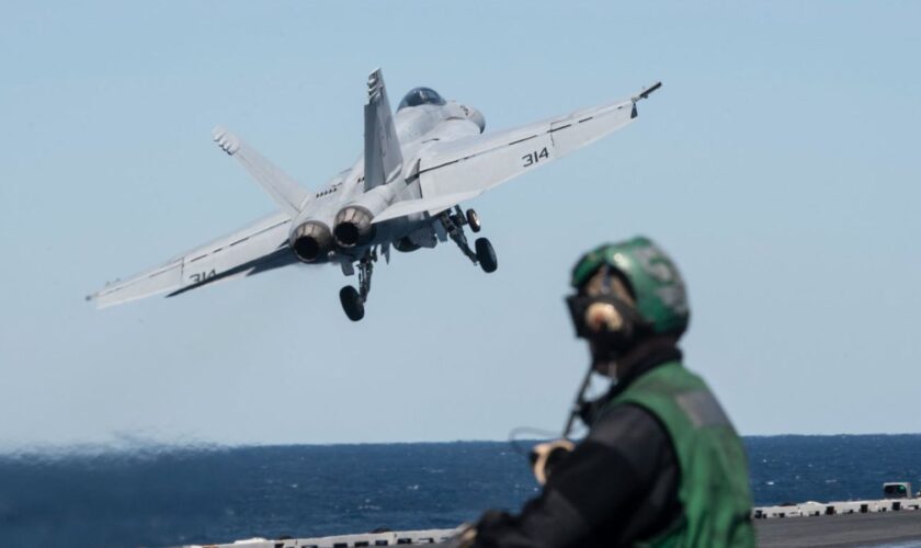 An F/A-18E Super Hornet takes off from the USS Harry S Truman in April 2019. File pic: US navy