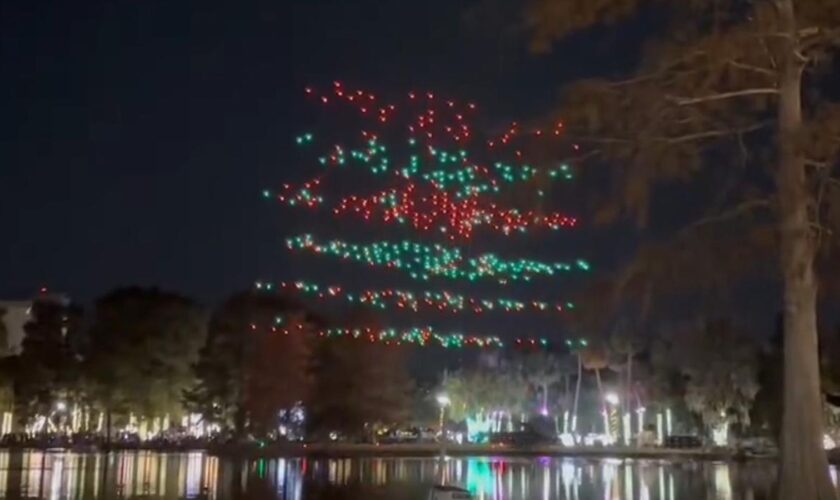 Drones were seen falling from the sky at the show in Orlando, Florida. Pic: MosquitoCoFL/NBC