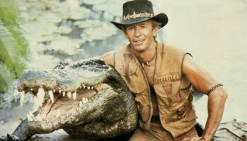 Paul Hogan with the famous croc. Pic: Paramount/Everett/Shutterstock