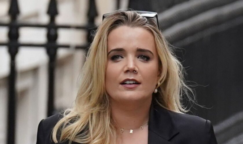 Former English footballer Fara Williams (right) and presenter and author Emily Clarkson, daughter of Jeremy Clarkson, arrive in Downing Street to take part in a roundtable , on the Online Safety Bill