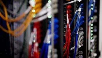 Interior of a server room in the American the Internet connection and data center company Equinix in Amsterdam on July 14, 2021. (Photo by Sem van der Wal / ANP / AFP) / Netherlands OUT