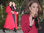 Kate Middleton stuns in festive red coat and black bow as she arrives at Westminster Abbey for carol concert