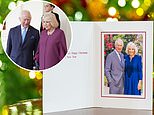 King Charles and Queen Camilla pose casually in the gardens of Buckingham Palace for their annual Christmas card - a stark contrast to last year's coronation snap