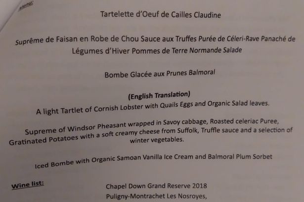 King Charles menu for dinner with Qatar Emir and Beckhams includes pheasant and quail