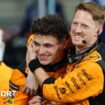 Zak Brown celebrates with the winning constructors' trophy at the Abu Dhabi Grand Prix