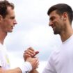 Andy Murray and Novak Djokovic practice before Wimbledon in 2023