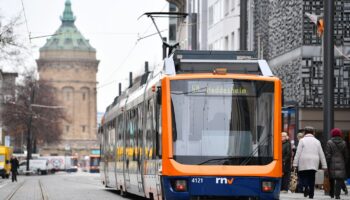 Gleich zwei Mal sind in Mannheim Straßenbahnen mit einem Auto zusammengestoßen. (Archivbild) Foto: Uwe Anspach/dpa