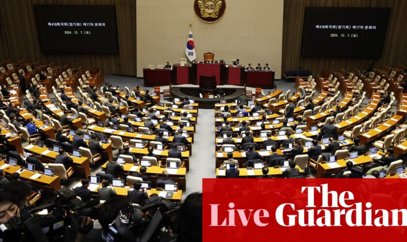 South Korea crisis live: ruling party lawmakers leave chamber ahead of impeachment vote