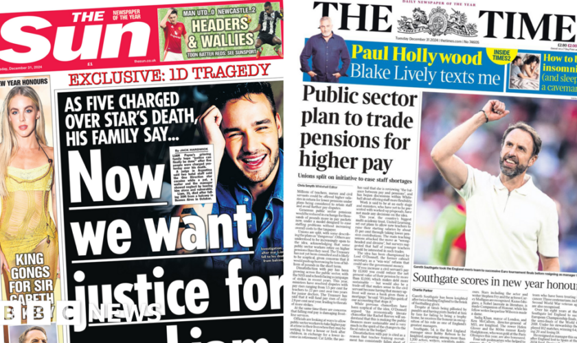 The Papers: 'Arise Sir Gareth' and 'justice for our Liam'