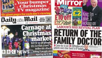 The Papers: Christmas market 'carnage' and 'Return of the family doctor'