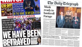 The Papers:  'We have been betrayed' and 'Musk ready to bankroll Farage'