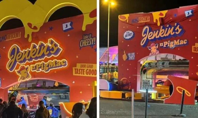 Tres heridos en Barakaldo tras caerse parte del decorado de la 'Champions Burger' a causa del viento