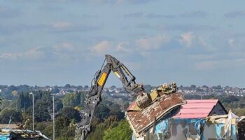 UK's 'ghost city' razed to the ground after flat pack homes stood unfinished for a year