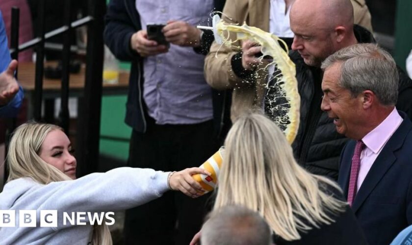 Woman sentenced for hurling milkshake at Farage