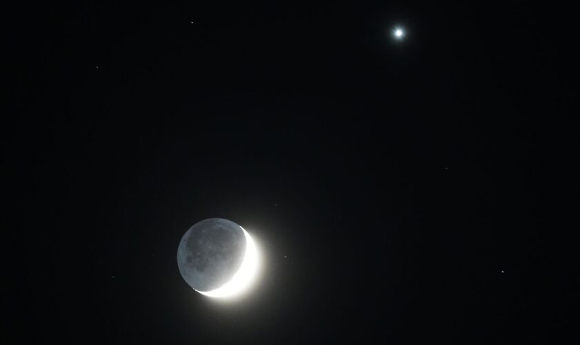 Venus and the Moon as seen from Whitley Bay in North Tyneside. Picture date: Friday January 3, 2025. Owen Humphreys/PA Wire