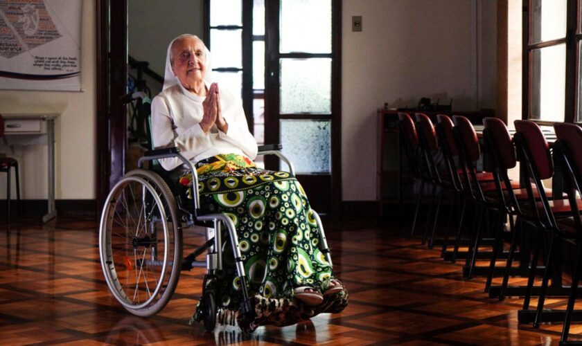 Sister Inah Canabarro has become the oldest living person. Pic: Carlos Macedo/LongeviQuest/AP