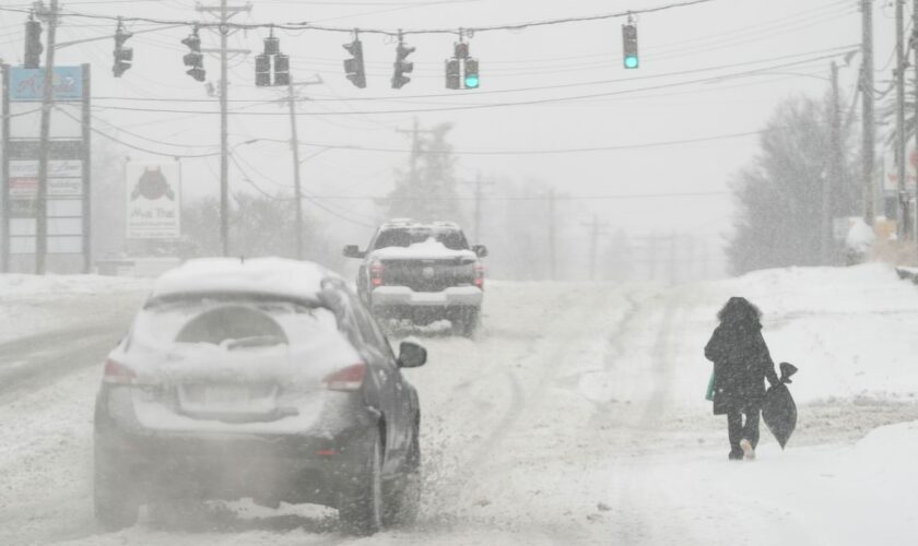 A winter storm continues to strike the US, with more than 30 states under weather warnings. Pic: AP