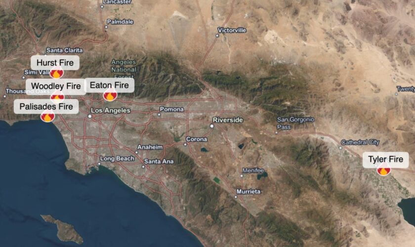 LA wildfires mapped: Palisades and Eaton blazes now cover more than 5,000 acres