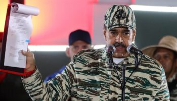 Le président vénézuélien Nicolas Maduro, pendant une cérémonie de prestation de serment pour les forces de sécurité le 7 janvier 2025 à Caracas