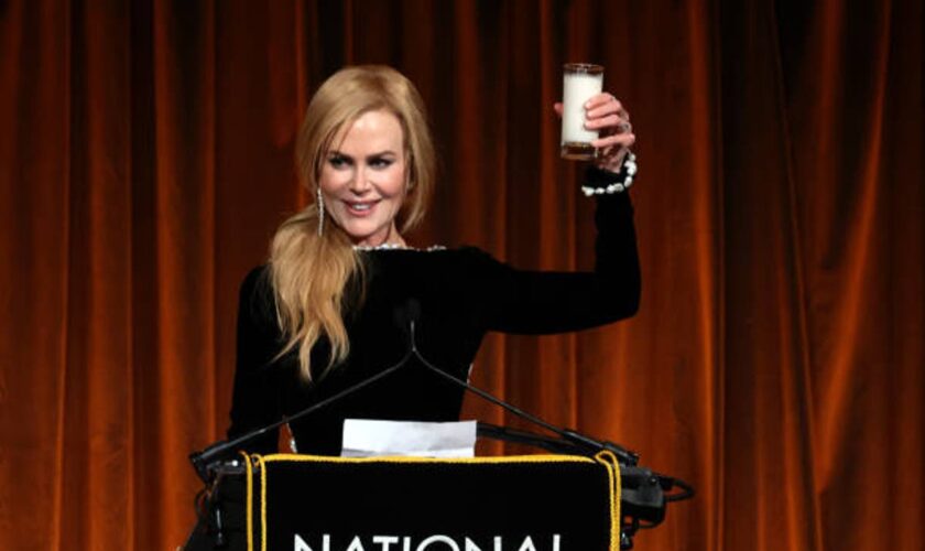 Nicole Kidman recreates sensual Babygirl milk scene onstage as she receives best actress award