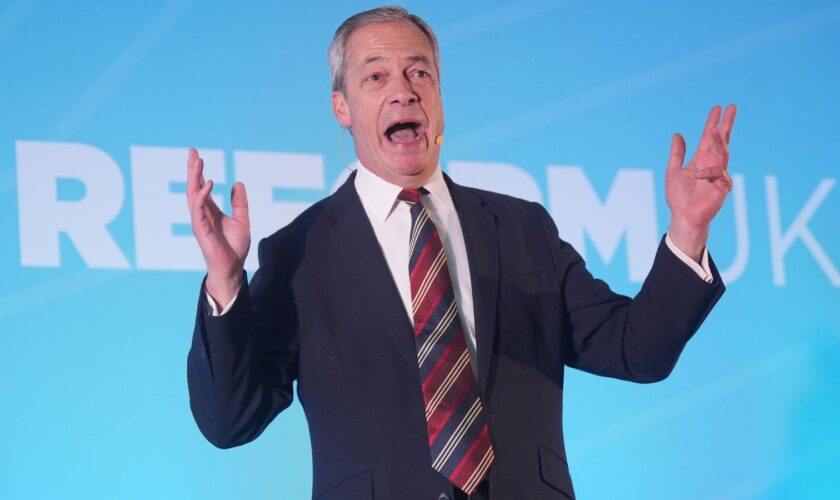 Reform UK leader Nigel Farage speaking during the Reform UK East of England conference at Chelmsford City Racecourse. Picture date: Saturday January 4, 2025.