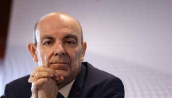 Eric Trappier, PDG de Dassault Aviation, lors de la présentation des résultats de l'année 2022, le 9 mars 2023 à Saint-Cloud dans les Hauts-de-Seine