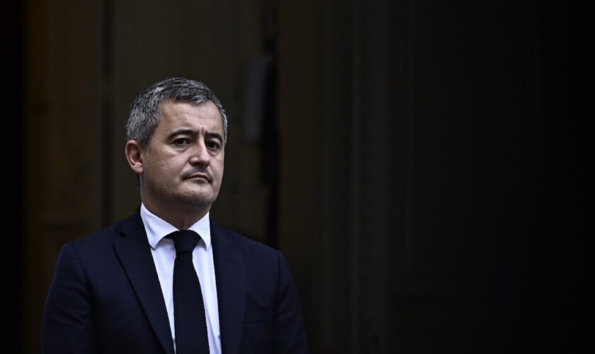 Le nouveau ministre de la Justice, Gerald Darmanin, lors de la cérémonie de passation de pouvoirs avec son prédécesseur au ministère de la Justice, le 24 décembre 2024 à Paris