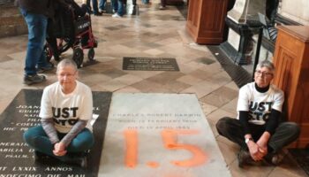 Just Stop Oil activists deface Charles Darwin’s grave inside Westminster Abbey