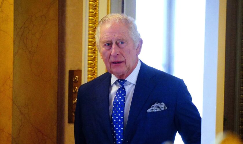 King Charles III before meeting with genocide survivors at Buckingham Palace, London, to mark Holocaust Memorial Day. Picture date: Friday January 27, 2023.