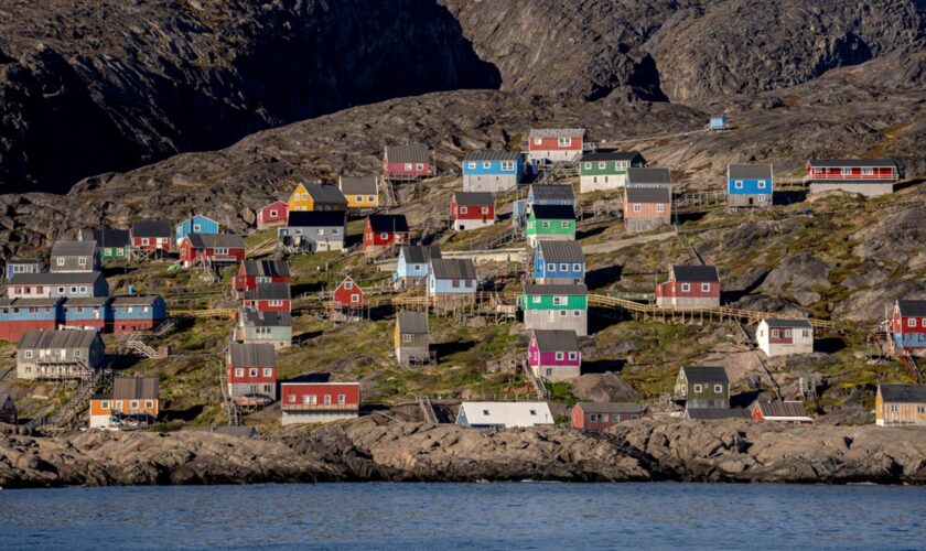 FILE - A view of the village of Kangaamiut in Greenland, Wednesday, July 3, 2024. (Ida Marie Odgaard/Ritzau Scanpix via AP, File)