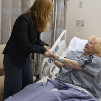 Sky's Martha Kelner with Liz Lerner in hospital