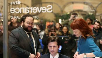 Severance cast surprises fans by recreating Lumon offices live in Grand Central Station