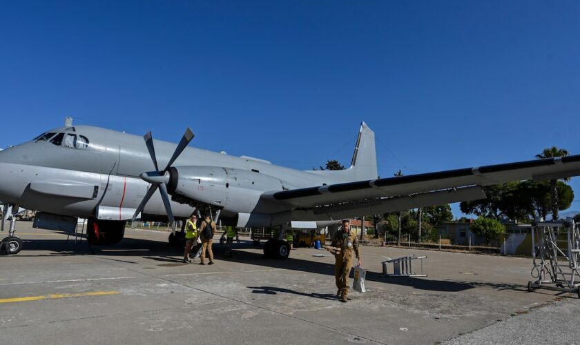 Un avion Atlantic 2 (ATL 2) photographié sur la base aérienne militaire de Souda, sur l'île de Crète, le 21 juillet 2022