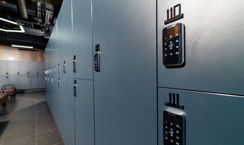 Luxury dark closet lockers. Modern fitness club locker room. Pic: iStock/Vadym Terelyuk