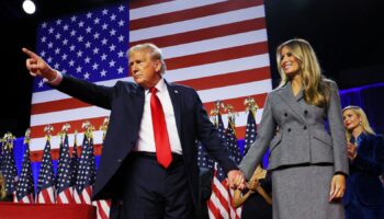 Donald Trump and his wife Melania at an election rally in Florida. Pic: Reuters