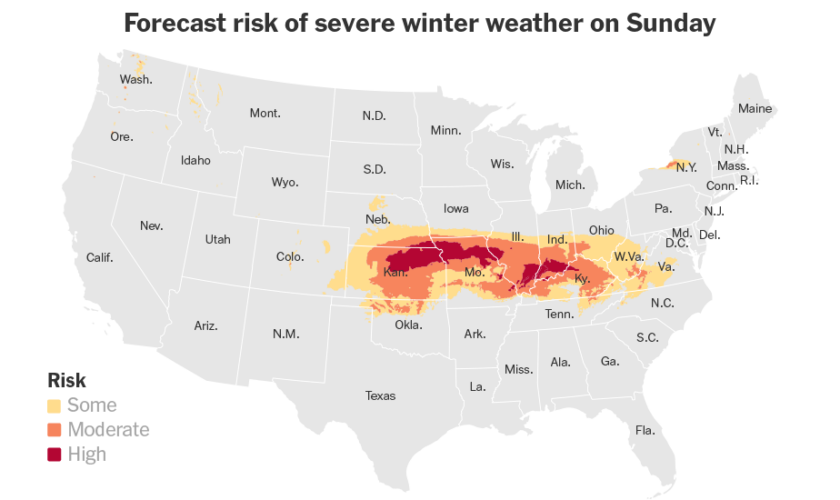 A Powerful Winter Storm Is Forecast to Move Through the Middle of the U.S.